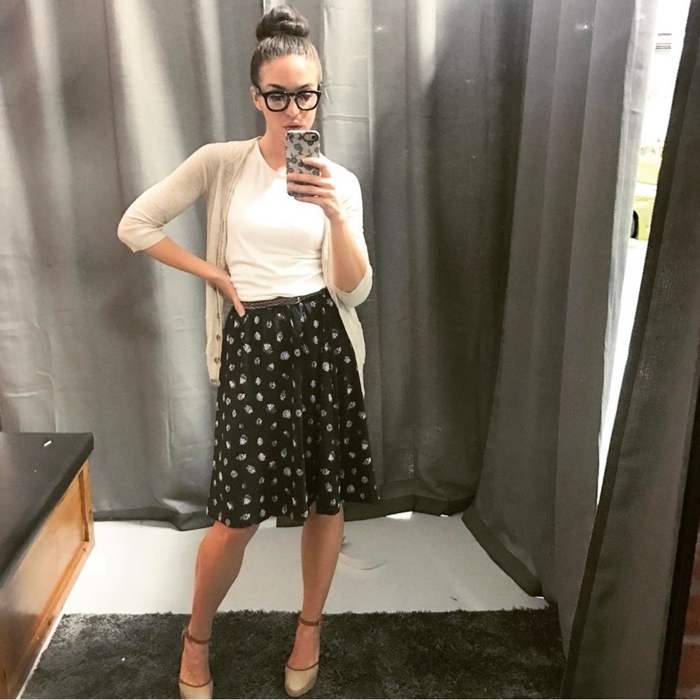 Navy Blue Patterned Women's Skirt